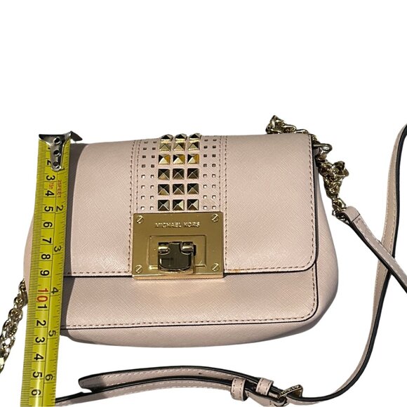 Michael Kors Light Pink Blush Gold Studded Crossbody Purse - Picture 13 of 15